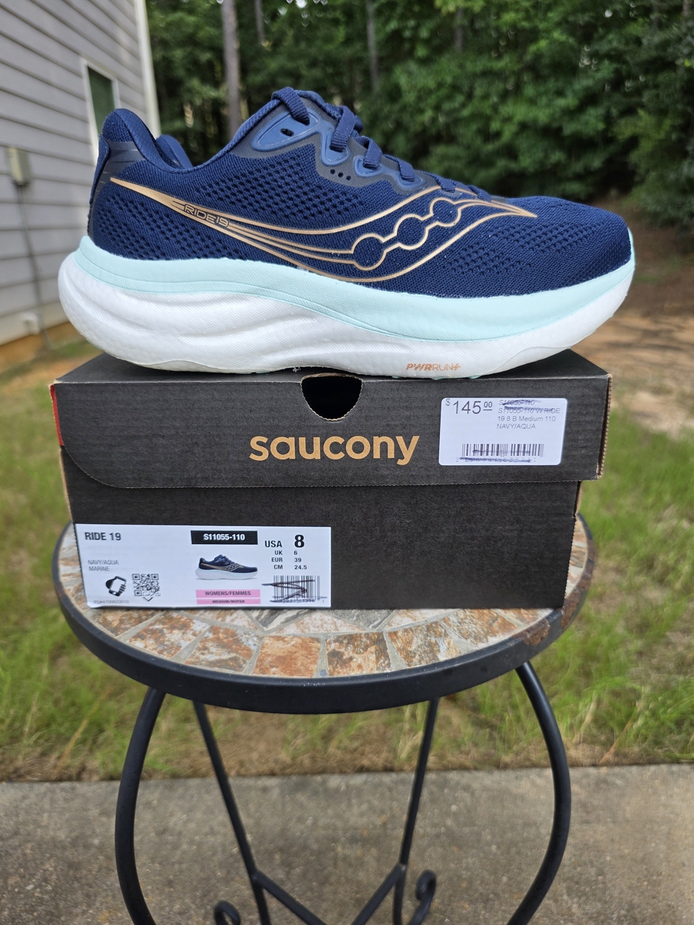 Saucony Ride 19 S11055-110 Navy/Aqua Running Shoes Women's Size 8 Worn 3x Box